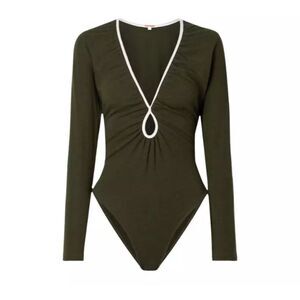 Johanna Ortiz Drops Of The Night Bodysuit In Olive Green Size S